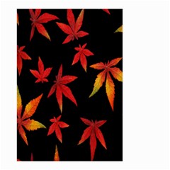 Colorful Autumn Leaves On Black Background Small Garden Flag (Two Sides)