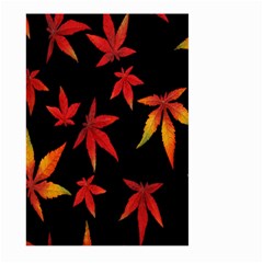 Colorful Autumn Leaves On Black Background Large Garden Flag (Two Sides)