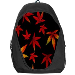 Colorful Autumn Leaves On Black Background Backpack Bag by Amaryn4rt