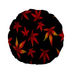 Colorful Autumn Leaves On Black Background Standard 15  Premium Flano Round Cushions