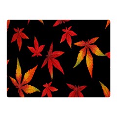 Colorful Autumn Leaves On Black Background Double Sided Flano Blanket (Mini) 