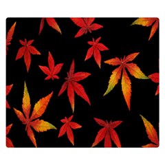 Colorful Autumn Leaves On Black Background Double Sided Flano Blanket (small)  by Amaryn4rt