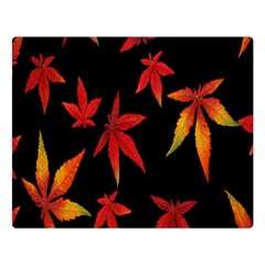 Colorful Autumn Leaves On Black Background Double Sided Flano Blanket (Large) 