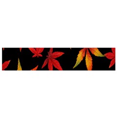 Colorful Autumn Leaves On Black Background Flano Scarf (Small)