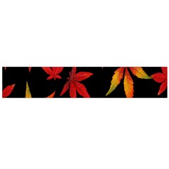 Colorful Autumn Leaves On Black Background Flano Scarf (Large)