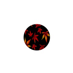 Colorful Autumn Leaves On Black Background 1  Mini Buttons by Amaryn4rt