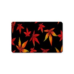 Colorful Autumn Leaves On Black Background Magnet (name Card) by Amaryn4rt