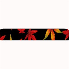 Colorful Autumn Leaves On Black Background Small Bar Mats by Amaryn4rt