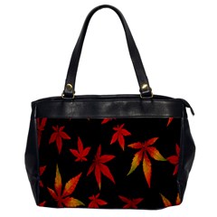 Colorful Autumn Leaves On Black Background Office Handbags by Amaryn4rt