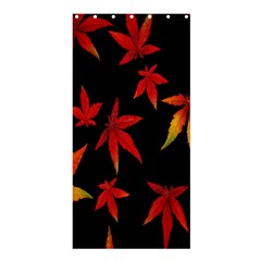 Colorful Autumn Leaves On Black Background Shower Curtain 36  X 72  (stall)  by Amaryn4rt