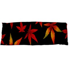 Colorful Autumn Leaves On Black Background Body Pillow Case Dakimakura (two Sides) by Amaryn4rt