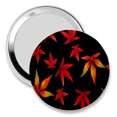 Colorful Autumn Leaves On Black Background 3  Handbag Mirrors by Amaryn4rt