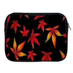 Colorful Autumn Leaves On Black Background Apple Ipad 2/3/4 Zipper Cases by Amaryn4rt