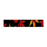 Colorful Autumn Leaves On Black Background Flano Scarf (Mini) Back