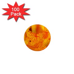 Bright Yellow Autumn Leaves 1  Mini Magnets (100 Pack)  by Amaryn4rt