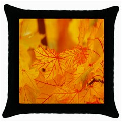 Bright Yellow Autumn Leaves Throw Pillow Case (black) by Amaryn4rt