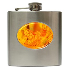 Bright Yellow Autumn Leaves Hip Flask (6 Oz) by Amaryn4rt