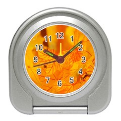 Bright Yellow Autumn Leaves Travel Alarm Clocks by Amaryn4rt