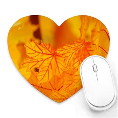 Bright Yellow Autumn Leaves Heart Mousepads by Amaryn4rt