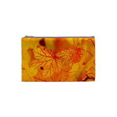 Bright Yellow Autumn Leaves Cosmetic Bag (small)  by Amaryn4rt