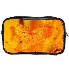 Bright Yellow Autumn Leaves Toiletries Bags by Amaryn4rt