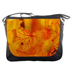 Bright Yellow Autumn Leaves Messenger Bags by Amaryn4rt