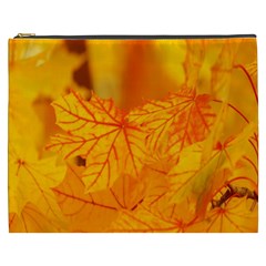 Bright Yellow Autumn Leaves Cosmetic Bag (xxxl)  by Amaryn4rt