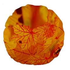 Bright Yellow Autumn Leaves Large 18  Premium Round Cushions by Amaryn4rt