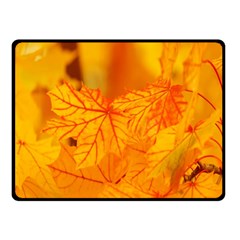 Bright Yellow Autumn Leaves Double Sided Fleece Blanket (small)  by Amaryn4rt