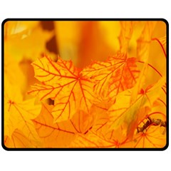 Bright Yellow Autumn Leaves Double Sided Fleece Blanket (medium)  by Amaryn4rt