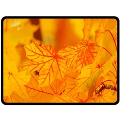 Bright Yellow Autumn Leaves Double Sided Fleece Blanket (large)  by Amaryn4rt