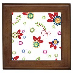 Colorful Floral Wallpaper Background Pattern Framed Tiles by Amaryn4rt