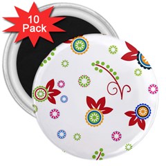 Colorful Floral Wallpaper Background Pattern 3  Magnets (10 Pack)  by Amaryn4rt