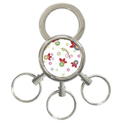 Colorful Floral Wallpaper Background Pattern 3-ring Key Chains by Amaryn4rt