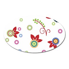 Colorful Floral Wallpaper Background Pattern Oval Magnet by Amaryn4rt