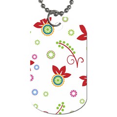 Colorful Floral Wallpaper Background Pattern Dog Tag (one Side) by Amaryn4rt