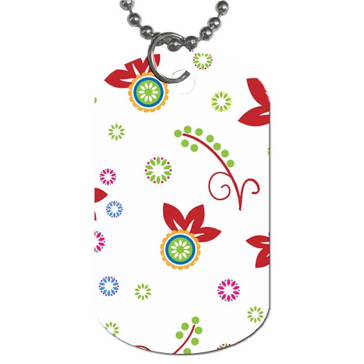 Colorful Floral Wallpaper Background Pattern Dog Tag (One Side)