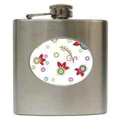 Colorful Floral Wallpaper Background Pattern Hip Flask (6 Oz) by Amaryn4rt