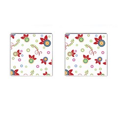 Colorful Floral Wallpaper Background Pattern Cufflinks (square) by Amaryn4rt