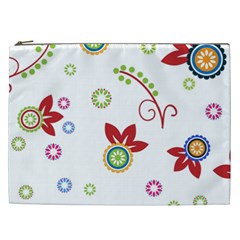 Colorful Floral Wallpaper Background Pattern Cosmetic Bag (xxl)  by Amaryn4rt