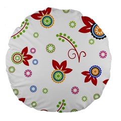 Colorful Floral Wallpaper Background Pattern Large 18  Premium Flano Round Cushions by Amaryn4rt