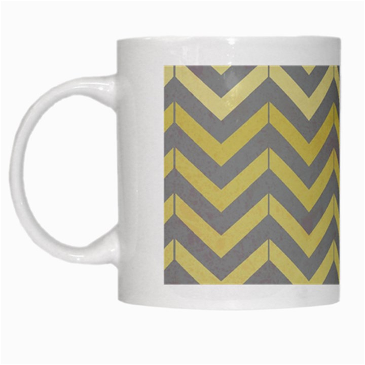 Abstract Vintage Lines White Mugs