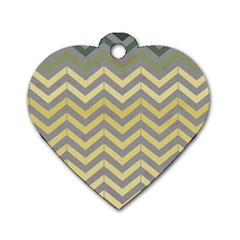 Abstract Vintage Lines Dog Tag Heart (two Sides) by Amaryn4rt