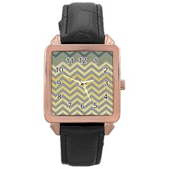 Abstract Vintage Lines Rose Gold Leather Watch  by Amaryn4rt