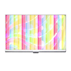 Colorful Abstract Stripes Circles And Waves Wallpaper Background Business Card Holders by Amaryn4rt