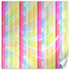 Colorful Abstract Stripes Circles And Waves Wallpaper Background Canvas 16  X 16   by Amaryn4rt