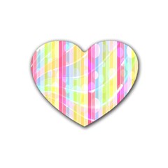 Colorful Abstract Stripes Circles And Waves Wallpaper Background Heart Coaster (4 Pack)  by Amaryn4rt