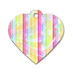 Colorful Abstract Stripes Circles And Waves Wallpaper Background Dog Tag Heart (one Side) by Amaryn4rt