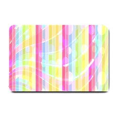 Colorful Abstract Stripes Circles And Waves Wallpaper Background Small Doormat  by Amaryn4rt