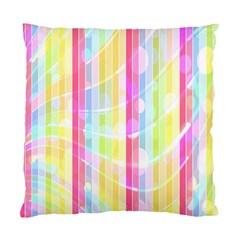 Colorful Abstract Stripes Circles And Waves Wallpaper Background Standard Cushion Case (one Side) by Amaryn4rt